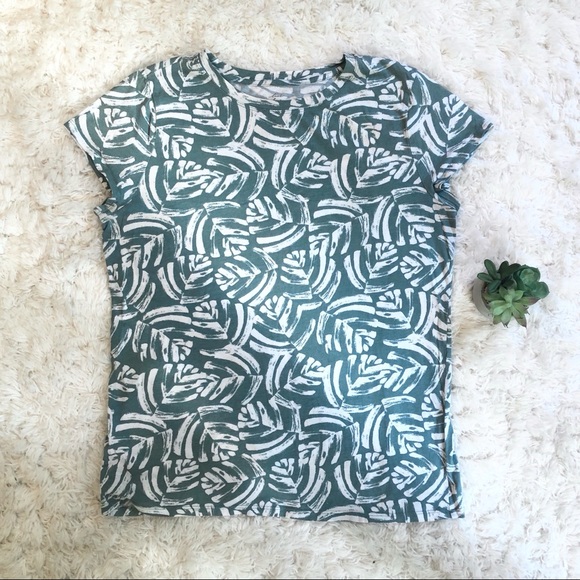 LOFT Tops - LOFT T-Shirt with Green Fern Pattern - Large